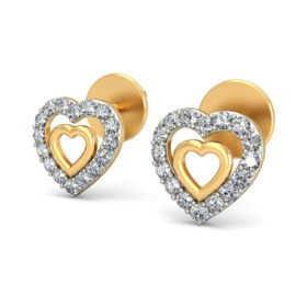 Graceful heart earrings 0.2 Ct Diamond Solid 14K Gold