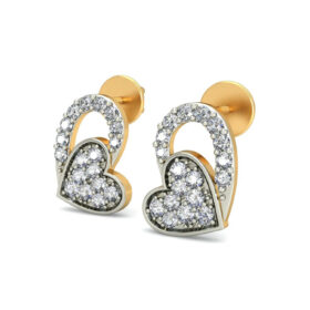 Glamarous gold heart earrings 0.3 Ct Diamond Solid 14K Gold