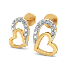 Floral heart earrings 0.18 Ct Diamond Solid 14K Gold