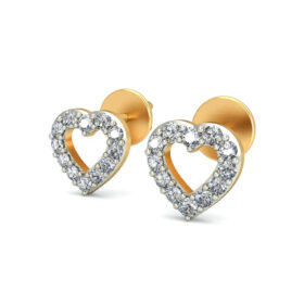 Exatic gold heart earrings 0.24 Ct Diamond Solid 14K Gold