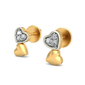 Lovely heart earrings 0.06 Ct Diamond Solid 14K Gold