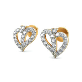 Unique heart shaped earrings 0.24 Ct Diamond Solid 14K Gold