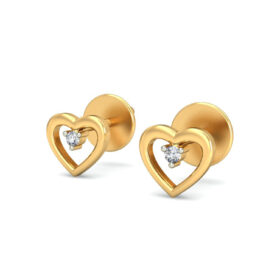 Timeless gold heart earrings 0.03 Ct Diamond Solid 14K Gold