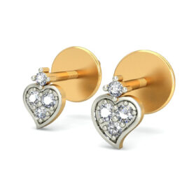 Stunning diamond heart earrings 0.1 Ct Diamond Solid 14K Gold