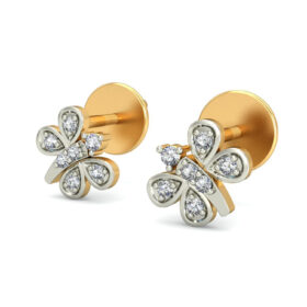Sparking heart shaped earrings 0.14 Ct Diamond Solid 14K Gold