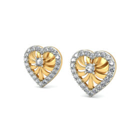 Shimmering gold heart earrings 0.33 Ct Diamond Solid 14K Gold