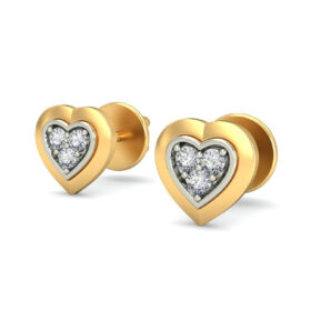 Adorable heart earrings 0.06 Ct Diamond Solid 14K Gold