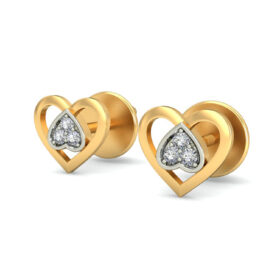 Beautiful diamond heart earrings 0.06 Ct Diamond Solid 14K Gold