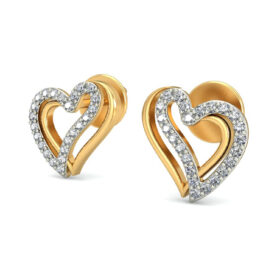 Brilliant gold heart earrings 0.25 Ct Diamond Solid 14K Gold