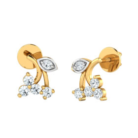 Casual gold stud earrings 0.15 Ct Diamond Solid 14K Gold