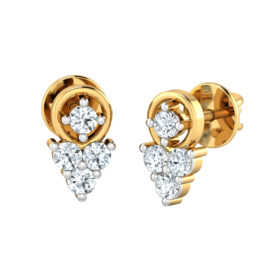 Charming gold stud earrings 0.15 Ct Diamond Solid 14K Gold