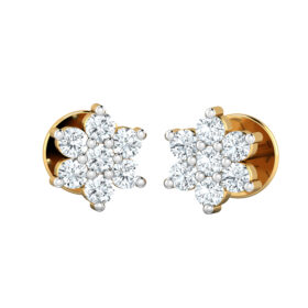 Contemporary stud earrings 0.21 Ct Diamond Solid 14K Gold