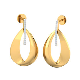Handcrafted dangle diamond earrings 0.09 Ct Diamond Solid 14K Gold