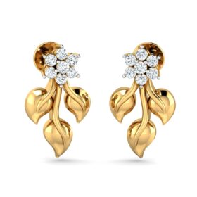 Glittering stud earrings 0.18 Ct Diamond Solid 14K Gold