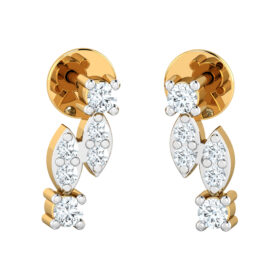 Flawless gold stud earrings 0.18 Ct Diamond Solid 14K Gold