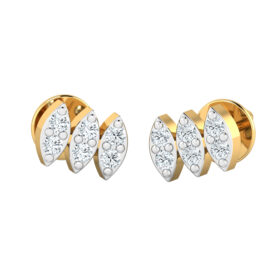 Precious gold stud earrings 0.12 Ct Diamond Solid 14K Gold