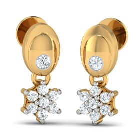 Innovative diamond stud earrings 0.18 Ct Diamond Solid 14K Gold