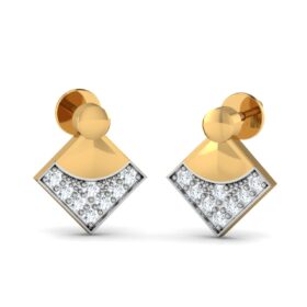 Designer gold stud earrings 0.2 Ct Diamond Solid 14K Gold