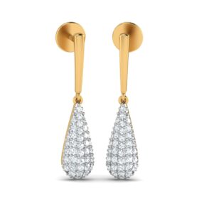 Handcrafted dangle diamond earrings 0.35 Ct Diamond Solid 14K Gold