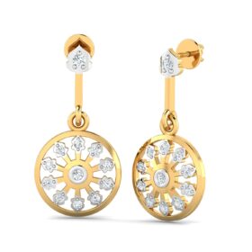 Adorable dangle earrings 0.24 Ct Diamond Solid 14K Gold