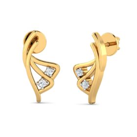 Casual gold stud earrings 0.04 Ct Diamond Solid 14K Gold