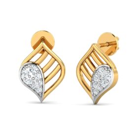 Stylish stud earrings 0.14 Ct Diamond Solid 14K Gold