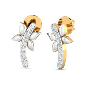 Shimmering gold stud earrings 0.18 Ct Diamond Solid 14K Gold