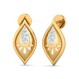 Beautiful gold stud earrings 0.12 Ct Diamond Solid 14K Gold