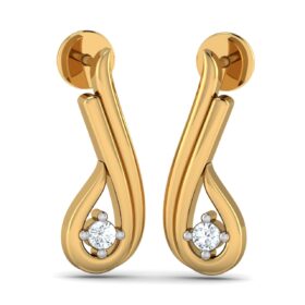 Elegant stud earrings 0.03 Ct Diamond Solid 14K Gold