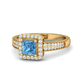 Designer Gold Cocktail Ring 0.48 Ct Diamond Solid 14K Gold