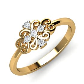 Sparking Casual Diamond Rings 0.12 Ct Diamond Solid 14K Gold