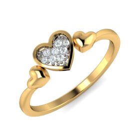 Adorable Heart Promise Rings 0.08 Ct Diamond Solid 14K Gold
