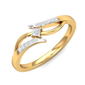 Dramatic Engagement Rings 0.3 Ct Diamond Solid 14K Gold