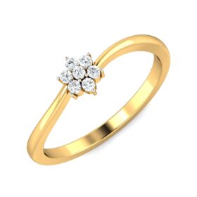Glittering Engagement Rings 0.1 Ct Diamond Solid 14K Gold