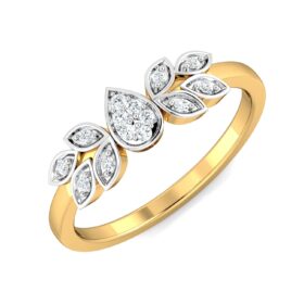 Fashionable Heart Promise Rings 0.14 Ct Diamond Solid 14K Gold
