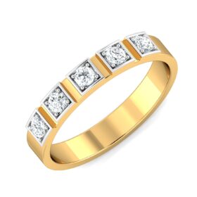 Sparking Band Rings 0.15 Ct Diamond Solid 14K Gold