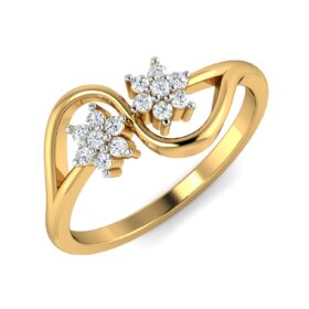 Shimmering Heart Promise Rings 0.21 Ct Diamond Solid 14K Gold