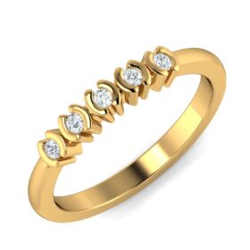 Shimmering Unique Anniversary Rings 0.125 Ct Diamond Solid 14K Gold