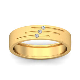 Bold Band Rings 0.045 Ct Diamond Solid 14K Gold