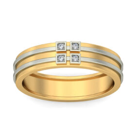 Dramatic Anniversary Bands 0.04 Ct Diamond Solid 14K Gold