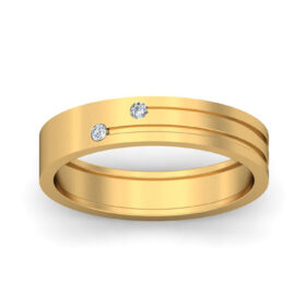 Glittering Band Rings 0.05 Ct Diamond Solid 14K Gold