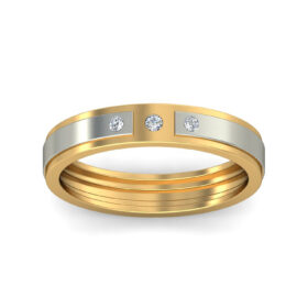 Fashionable Band Rings 0.075 Ct Diamond Solid 14K Gold