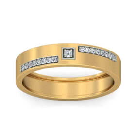 Sparking Band Rings 0.18 Ct Diamond Solid 14K Gold
