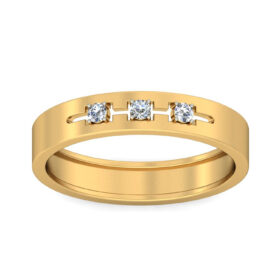 Beautiful Band Rings 0.045 Ct Diamond Solid 14K Gold