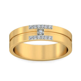 Dramatic Band Rings 0.14 Ct Diamond Solid 14K Gold