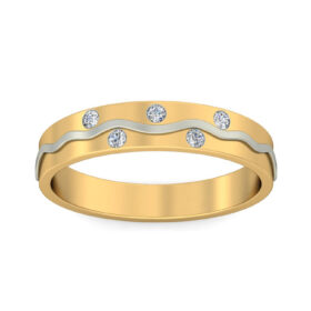 Graceful Band Rings 0.075 Ct Diamond Solid 14K Gold