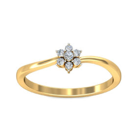 Sparking Engagement Rings 0.105 Ct Diamond Solid 14K Gold