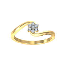 Shimmering Diamond Engagement Rings 0.105 Ct Diamond Solid 14K Gold