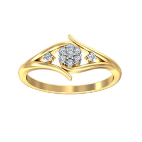 Shimmering Design Engagement Ring 0.13 Ct Diamond Solid 14K Gold