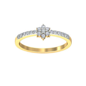 Bold Design Engagement Ring 0.19 Ct Diamond Solid 14K Gold